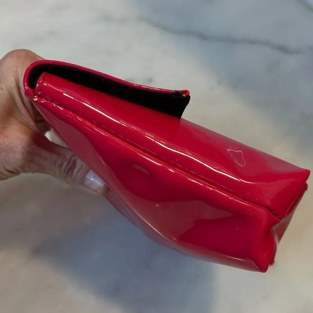 Yves Saint Laurent Purse Vibrant Red Patent Leather Clutch Cosmetic Bag NWT - Picture 8 of 15
